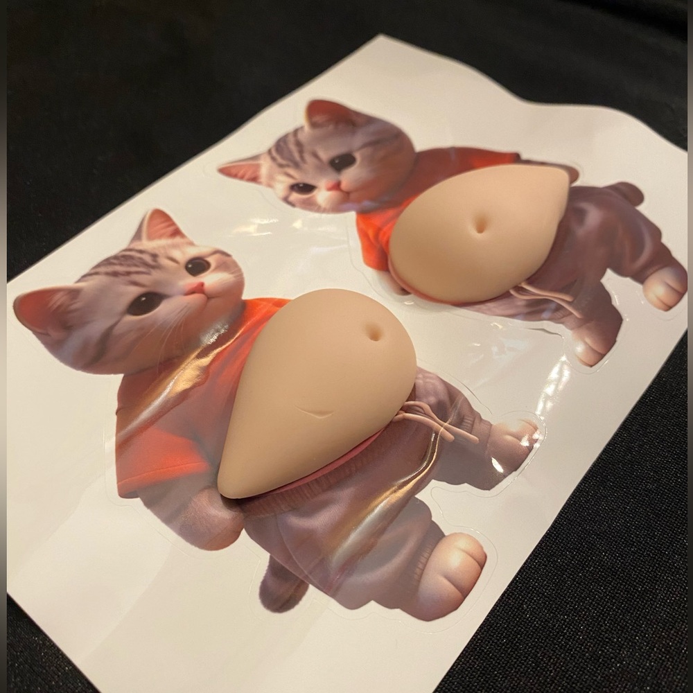 Pudgy Belly Kitty 3D Fidget Sticker Set - Help for stress & anxiety, ADHD NWOT - Picture 2 of 4